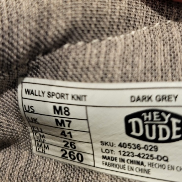Hey Dude Mens Wally Sport Knit Loafera Shoes Dark Grey Size 8 - Picture 3 of 7